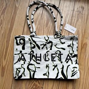 Athleta Black and White Canvas Tote Bag